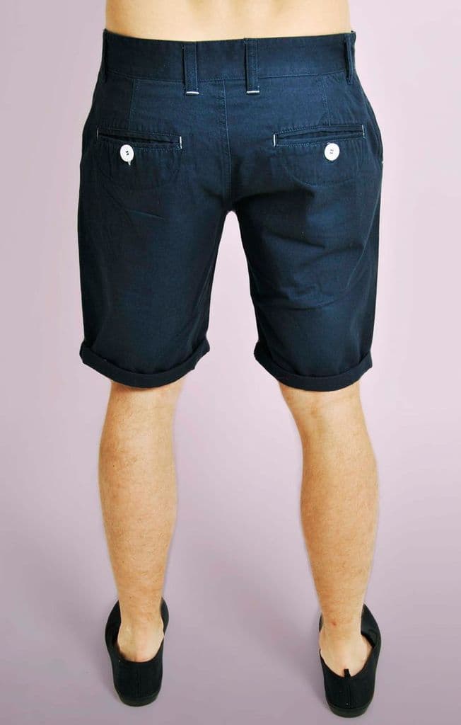 Navy Turn Up Chino Shorts